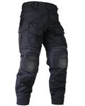 OCANXUE Men’s Tactical Pants with Knee Pads Camo Cargo Pants Waterproof Hiking Pants 10 Pockets Black 34