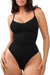 Clydewy Women's Black Sexy Backless Shaping Bodysuits Full Body Shapewear Slimming and Low Back Bodysuit Shape Wear Body Suits Strapless with Thong Shapewear for Ladies Shapely Body Shaper (L)