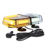 Strong Magnetic Amber White Emergency Strobe LED Mini Light Bar, WOWTOU 36W 12V Roof Top Safety Flashing Beacon Lightbar for Truck Snow Plow Tractor Construction Vehicle Pilot Car