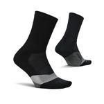 Feetures Elite Light Cushion Mini Crew Sock - Sport Sock with Targeted Compression - New Black, L (1 Pair)