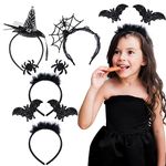 BOFUNX 4 Pack Halloween Headbands, Bat Spider Web Witch Hat Headbands for Kids Adults Halloween Hair Accessories for Halloween Party Decoration Halloween Cosplay Costume Masquerade