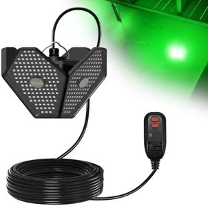 Goldlife Underwater Fishing Light 110V with 50ft Cable, 400W 40000LM Foldable GFCI Safety Plug Brightness Green LED Light Attractants for Docks/Boats/Kayaks, IP69K Rated for Fresh & Salt Water