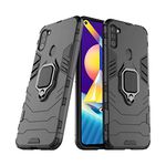 CEDO Rugged Samsung Galaxy M11 (4G) Defender Case | Rotating Ring Holder & Kickstand in-Built | Military Grade Armor | Bumper Back Cover (Black)