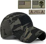 Loneshark Black American Flag Hat Hook and Loop American Flag Hat Patch Tactical Flag Hat Military Patch Hat USA Flag Operator Cap for Men Camo Hat with Patch Multicam-LG