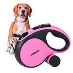 Edipets, Retractable Dog Lead, Extendable Dog Lead, 3, 5 and 8 Metres Long Flexible Tape for Training and Walking, for Small, Medium and Large Dogs (8 Metres, Pink)