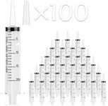 JOLLY PARTY 100 Pack 20mL Syringes, Plastic Syringes with Catheter Tip and Cap, Individually Sealed Feeding Syringe For Dogs, Measuring Syringe For Liquid, Scientific Labs, Refilling, Dispensing