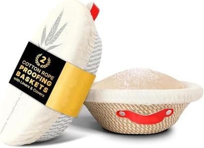 Myrthra Banneton Bread Proofing Basket, 2 Pcak Proofing Basket for Sourdough, 10 Inch Round & Oval Cotton Rope Sourdough Bread Baking Supplies Proofing Bowls with Liners