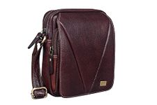 BRAND LEATHER Messenger Bag GENUINE LEATHER Shoulder Bags Travel Bag, Cross body Bags for Work Business (BROWN)