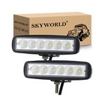 SKYWORLD LED Light Bar, 2pcs 4 inch 18W Flood Led Off Road Lights Super Bright Driving Fog Light Boat Lights Driving Lights Led Work Light SUV Lamp