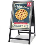 NewZeal A Board Pavement Sign A1 Double Side Poster Holder Stand Aluminium Pavement Display Board with Snap Frame for Outdoor Advertising, Black