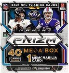 2021 Panini Prizm Football Mega Box - 40 Trading Cards - 1 Memorabilia Card Per Box