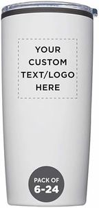 Custom Plastic Tumblers 20 oz Set of 6/12/24 Personalized Bulk Pack with Lids, Ice Coffee Tumbler, To Go Cup Insulated - White