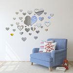 decalmile 41 Pieces Love Heart Acrylic Mirror Wall Stickers 3D DIY Wall Decals Living Room Bedroom Home Wall Art Decor (Silver)