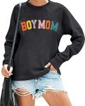 VILOVE Oversized Boy Mom Sweatshirt Women Mama Sweatshirt Mom Life Pullover Gift For Mom Hoodie Mom Mode Crew Neck Pullover, Grey-a, X-Large