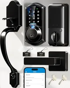 Veise Fingerprint Smart Locks for Front Door with Handle Set, App Control, Keyless Entry Keypad Deadbolt, Digital Electronic Touchscreen, Easy Install, Auto Lock, Matte Black