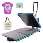 PlanetFlame Heat Press Machine for T-Shirts 38x38cm, Pull-Out Heat Press 15" x 15" with Digital Control 200°C, DIY Heat Transfer Machine 1600W for Iron on Vinyl,Pillows, Mouse Pads, Bags (Blue)