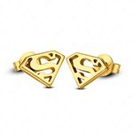 Gemstar Jewellery 925 Sterling Silver Plain Super Man Stud Earrings - Push Back, Metal, not known,