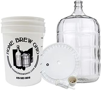 Home Brew Ohio Five Gallon Primary and Secondary Fermentation Set-Up (5 Gallon Carboy, 6.5 Gallon Bucket and lid, with Bung and Airlock)