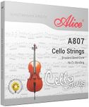 Alice 4/4 Cello Strings Set, Ideal for Concert Performance, Braided Steel Core with Ni-Fe Winding Cello String for 4/4 Cellos - Soft, Sweet and Resonant Tone (A807)