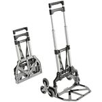 ATHLON TOOLS Aluminium Stair Climber Sack Truck Foldable Extra Long Handle 110 cm Loading Area with Non-Slip Pads Includes 2 Expander Ropes - Model 2023