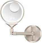 Conair Lighted Makeup Mirror, Bathroom Mirror, Wall Mount, LED Vanity Mirror, 1X/5X/10X Magnifying Mirror, Rechargeable in Satin Nickel