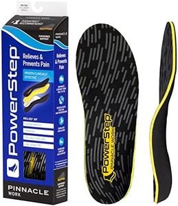 PowerStep Insoles, Pinnacle Work, Work Boot Arch Support, Insoles for Standing All Day, Arch Support Orthotic for Men, Black/Yellow, Men's 16+