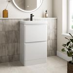 Affine® 500mm Vanity Unit Wash Basin Sink Bathroom Floor Standing Storage Cabinet Cupboard Cloakroom, Soft Close Drawers, White Gloss