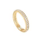 PAVOI 14K Gold Plated Cubic Zirconia Double Row Eternity Band Yellow Gold for Women Size 8