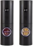 Salt and Pepper Grinder Set, Battery Operated, Pepper Mill with Grinding Indicator Light, 2PCS