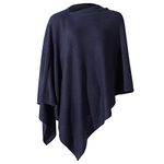 Poncho Women Lightweight Shawl Wrap Versatile Elegant Solid Pullover Accessories for Womens Navyblue