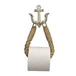 Nautical Rope Toilet Paper Holder Coastal Towel Holder with Metal Hook for Bathroom Decor (White)