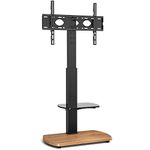 TTAP TV Stand for 32-65 Inch TV’s with Oak Base and Single Glass Shelf/With Swivel and Height Adjustable Mount Bracket (OAK)