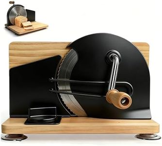 Manuelle Brotschneidemaschine, Allesschneider mit Saugnäpfen, Scheibendicke stufenlos wählbar 1-20mm, Handkurbel hochwertiger Klingenstahl, Einstellbare Schnittstärke und klappbarer Sockel (Black)