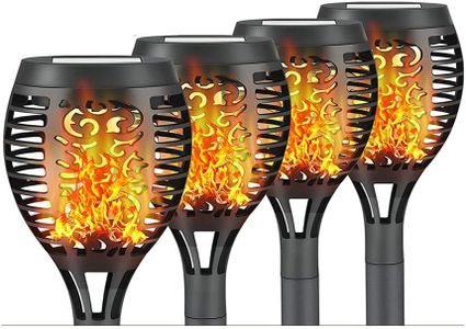 4 Pack Flame Solar Torch Light Waterproof Flickering Dancing Garden Lantern Lamp