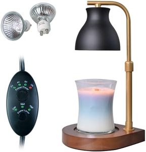 SOKCVSEA Candle Warmer Lamp - Candle Lamp Warmer with Timer Height Adjustable, Birthday Gifts for Mom Women, House Warming Gifts New Home Decor, Wax Melt Warmer with 2 Bulbs G.Black Gold