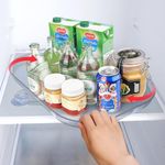 Dntorx Lazy Susan Turntable Organizer for Refrigerator, 15.6"x11.6" Refrigerator Organizers and Storage 360° Rotating Turntable Organizer for Cabinet Fridge Pantry Dining Table(1 Pack, Clear)