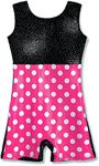 HOZIY Gymnastics Leotards for Girls 3t 4t With Shorts Hot Pink Polka Dots Black Unitards