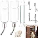 2 Pack Rabbit Bottles, Rabbit Water Bottle, Guinea Pig Water Bottle Non Drip, 180ml Transparent Plastic and Stainless Steel, Ideal for Hamster Water Bottles Use in Home and Pet Stores