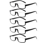 Kerecsen 5 Pack Reading Glasses for Women/Men Half Frame Readers with Spring Hinges (5 Black, 2.25, x)