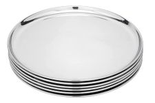 KC Hilites Stainless Steel Dinner Plate - Set of 6 Pieces (29.5cm Dia, Royal Design, Silver)