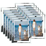 Hoikwo Bulk 5x7 Picture Frames, 12 Packs Silver Photo Frames 5 by 7, Glass Wedding Frames 5x7, Clear Mirror Wedding Photo Frames, Only for Tabletop Display Vertically or Horizontally