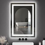 GarveeHome 20"x 28" Led Bathroom Mirror with Front and Backlit, Stepless Dimmabl, Anti-Fog, Shatter-Proof, Memory, Wall Mounted Lighted Vanity Mirror(Horizontal/Vertical)