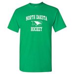 NCAA Arch Logo Hockey, Team Color T Shirt, College, University, North Dakota Fighting Hawks Green, Large