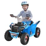 Maxmass 6V Kids Ride on ATV, Children Electric Quad Bike with Forward/Reverse Switch, Foot Pedal, Ergonomic Curved Seat and 4 Large Wheels, Battery Powered Electric Toy Car for Boys Girls (Blue)