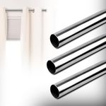 Herrlich Homes Stainless Steel Curtain Rod | Silver & Chrome Finish | Anti-Rust | Sturdy & Durable | Multipurpose | SS Pipes for Door, Window, Shower Curtain, Home and Office (3 feet, 3 Pipes)