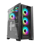 Ant Esports ICE-170TG Mid-Tower Computer Case/Gaming Cabinet - Black | Support ATX, Micro-ATX, ITX | Pre-Installed 3 Front Fans & 1 Rear Fan