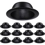 TORCHSTAR 12-Pack 6 Inch Recessed Light Black Baffle Trim with Detachable Ring, Full Metal, Ceiling Can Light Trim for 6 Inch Recessed Can, Fit Halo/Juno Remodel Recessed Housing