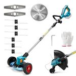 Cordless Strimmer for Makita 18V Battery (No Battery), Electric Lawn Edger with Metal Blades and Grass Line, Foldable Design, Battery Status Indicator