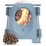 überleben Stöker - Flatpack Stove - Organic Fuel Burner with Grill & Canvas Sleeve - Stainless Steel with High-Temperature Ceramic Coat - Survival & Camping Gear - 6"x6" Panels, 18oz - Smokey Blue