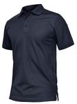 TACVASEN Mens Polo Shirts Tactical Golf Shirt Lightweight Quick-Dry Military Airsoft Short Sleeve Polos Navy M